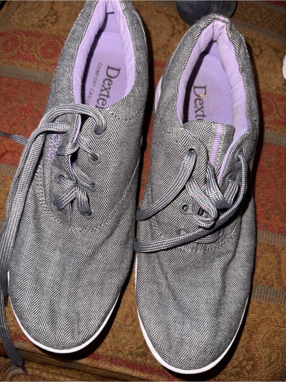 Dexter Gray Herringbone Sneakers with Lavender Lining